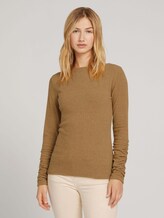 Long-sleeved shirt with a submarine collar - Women - camel melange Long-sleeved shirt with a submarine collar - Women - camel melange - 1 - TOM TAILOR Denim