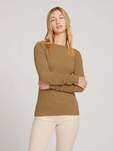 Long-sleeved shirt with a submarine collar - Women - camel melange Long-sleeved shirt with a submarine collar - Women - camel melange - 5 - TOM TAILOR Denim