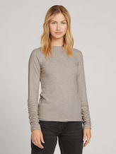 Long-sleeved shirt with a submarine collar - Women - cold beige melange Long-sleeved shirt with a submarine collar - Women - cold beige melange - 1 - TOM TAILOR Denim