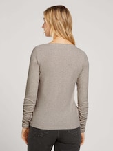 Long-sleeved shirt with a submarine collar - Women - cold beige melange Long-sleeved shirt with a submarine collar - Women - cold beige melange - 2 - TOM TAILOR Denim