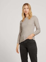 Long-sleeved shirt with a submarine collar - Women - cold beige melange Long-sleeved shirt with a submarine collar - Women - cold beige melange - 5 - TOM TAILOR Denim