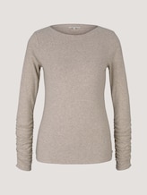 Long-sleeved shirt with a submarine collar - Women - cold beige melange Long-sleeved shirt with a submarine collar - Women - cold beige melange - 7 - TOM TAILOR Denim