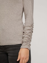 Long-sleeved shirt with a submarine collar - Women - cold beige melange Long-sleeved shirt with a submarine collar - Women - cold beige melange - 9 - TOM TAILOR Denim