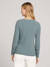 Long-sleeved shirt with a submarine collar - Women - grey mint melange Long-sleeved shirt with a submarine collar - Women - grey mint melange - 2 - TOM TAILOR Denim