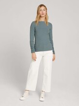 Long-sleeved shirt with a submarine collar - Women - grey mint melange Long-sleeved shirt with a submarine collar - Women - grey mint melange - 3 - TOM TAILOR Denim