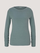 Long-sleeved shirt with a submarine collar - Women - grey mint melange Long-sleeved shirt with a submarine collar - Women - grey mint melange - 7 - TOM TAILOR Denim