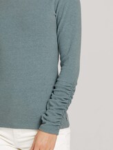 Long-sleeved shirt with a submarine collar - Women - grey mint melange Long-sleeved shirt with a submarine collar - Women - grey mint melange - 9 - TOM TAILOR Denim