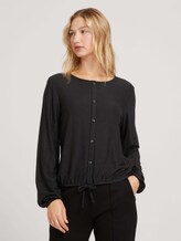 Ballon Bluse mit Knopfleiste und Kordelzug - Frauen - deep black Ballon Bluse mit Knopfleiste und Kordelzug - Frauen - deep black - 1 - TOM TAILOR Denim