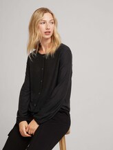 Ballon Bluse mit Knopfleiste und Kordelzug - Frauen - deep black Ballon Bluse mit Knopfleiste und Kordelzug - Frauen - deep black - 5 - TOM TAILOR Denim