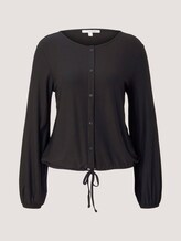 Ballon Bluse mit Knopfleiste und Kordelzug - Frauen - deep black Ballon Bluse mit Knopfleiste und Kordelzug - Frauen - deep black - 7 - TOM TAILOR Denim