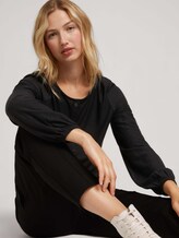Ballon Bluse mit Knopfleiste und Kordelzug - Frauen - deep black Ballon Bluse mit Knopfleiste und Kordelzug - Frauen - deep black - 9 - TOM TAILOR Denim