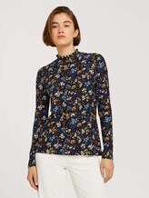 Gemusterte Bluse mit Kragen Detail - Frauen - black blue flower print Gemusterte Bluse mit Kragen Detail - Frauen - black blue flower print - 1 - TOM TAILOR Denim