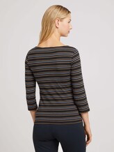 Langarmshirt aus Bio-Baumwolle - Frauen - black blue camel stripe Langarmshirt aus Bio-Baumwolle - Frauen - black blue camel stripe - 2 - TOM TAILOR Denim