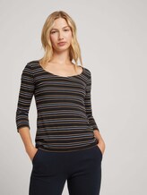 Langarmshirt aus Bio-Baumwolle - Frauen - black blue camel stripe Langarmshirt aus Bio-Baumwolle - Frauen - black blue camel stripe - 5 - TOM TAILOR Denim