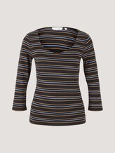 Langarmshirt aus Bio-Baumwolle - Frauen - black blue camel stripe Langarmshirt aus Bio-Baumwolle - Frauen - black blue camel stripe - 7 - TOM TAILOR Denim