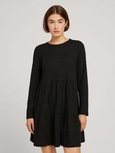 Geripptes Kleid mit Faltenegung - Frauen - Shale Grey Melange Geripptes Kleid mit Faltenegung - Frauen - Shale Grey Melange - 1 - TOM TAILOR Denim