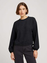 Cropped Pullover mit Schleifen - Frauen - Shale Grey Melange Cropped Pullover mit Schleifen - Frauen - Shale Grey Melange - 1 - TOM TAILOR Denim
