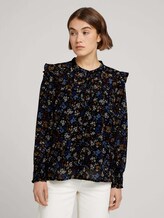 Bluse aus fließenden Chiffon - Frauen - black blue flower print Bluse aus fließenden Chiffon - Frauen - black blue flower print - 1 - TOM TAILOR Denim