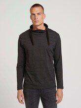 Gestreiftes Langarmshirt mit Stehkragen - Männer - black grey grindle stripe Gestreiftes Langarmshirt mit Stehkragen - Männer - black grey grindle stripe - 1 - TOM TAILOR