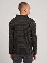 Gestreiftes Langarmshirt mit Stehkragen - Männer - black grey grindle stripe Gestreiftes Langarmshirt mit Stehkragen - Männer - black grey grindle stripe - 2 - TOM TAILOR