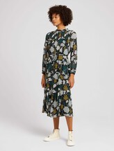 Gemustertes Midi Blusenkleid mit recyceltem Polyester - Frauen - green large floral design Gemustertes Midi Blusenkleid mit recyceltem Polyester - Frauen - green large floral design - 1 - TOM TAILOR