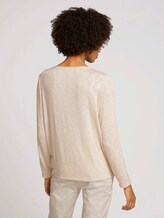 Gemêleerd shirt met lange mouwen en knoopdetail - Vrouwen - smooth light sand melange Gemêleerd shirt met lange mouwen en knoopdetail - Vrouwen - smooth light sand melange - 2 - TOM TAILOR