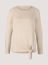 Gemêleerd shirt met lange mouwen en knoopdetail - Vrouwen - smooth light sand melange Gemêleerd shirt met lange mouwen en knoopdetail - Vrouwen - smooth light sand melange - 7 - TOM TAILOR