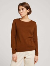 Gepunkteter Pullover aus nachhaltiger Baumwolle - Frauen - amber brown Gepunkteter Pullover aus nachhaltiger Baumwolle - Frauen - amber brown - 1 - TOM TAILOR Denim