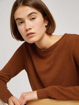 Gepunkteter Pullover aus nachhaltiger Baumwolle - Frauen - amber brown Gepunkteter Pullover aus nachhaltiger Baumwolle - Frauen - amber brown - 9 - TOM TAILOR Denim