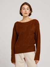Pullover mit U-Boot Ausschnitt - Frauen - amber brown melange Pullover mit U-Boot Ausschnitt - Frauen - amber brown melange - 1 - TOM TAILOR Denim