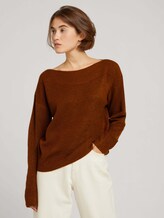 Pullover mit U-Boot Ausschnitt - Frauen - amber brown melange Pullover mit U-Boot Ausschnitt - Frauen - amber brown melange - 5 - TOM TAILOR Denim