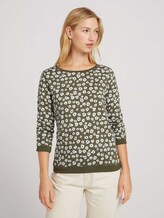 Gemustertes Sweatshirt aus nachhaltiger Baumwolle - Frauen - olive flower print Gemustertes Sweatshirt aus nachhaltiger Baumwolle - Frauen - olive flower print - 1 - TOM TAILOR Denim