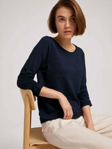 Dotted sweatshirt with ribbed cuffs - Women - Sky Captain Blue Dotted sweatshirt with ribbed cuffs - Women - Sky Captain Blue - 5 - TOM TAILOR Denim