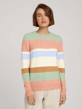 Striped sweater with ribbed cuffs - Women - multicolor blue knit stripe Striped sweater with ribbed cuffs - Women - multicolor blue knit stripe - 1 - TOM TAILOR Denim