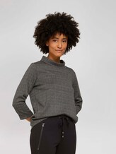 Checked sweatshirt with a turtleneck - Women - grey glencheck Checked sweatshirt with a turtleneck - Women - grey glencheck - 5 - TOM TAILOR