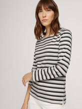 Gestreiftes Langarmshirt - Frauen - beige green stripe Gestreiftes Langarmshirt - Frauen - beige green stripe - 5 - TOM TAILOR