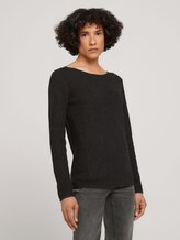 Pullover mit feinem Strickmuster - Frauen - Coal Grey Melange Pullover mit feinem Strickmuster - Frauen - Coal Grey Melange - 1 - TOM TAILOR