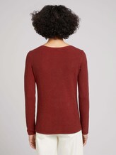 Pullover mit feinem Strickmuster - Frauen - dark maroon red melange Pullover mit feinem Strickmuster - Frauen - dark maroon red melange - 2 - TOM TAILOR