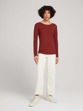 Pullover mit feinem Strickmuster - Frauen - dark maroon red melange Pullover mit feinem Strickmuster - Frauen - dark maroon red melange - 3 - TOM TAILOR