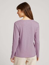 Basic Langarmshirt mit V-Ausschnitt - Frauen - iris flower Basic Langarmshirt mit V-Ausschnitt - Frauen - iris flower - 2 - TOM TAILOR