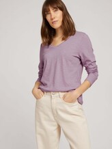 Basic Langarmshirt mit V-Ausschnitt - Frauen - iris flower Basic Langarmshirt mit V-Ausschnitt - Frauen - iris flower - 5 - TOM TAILOR