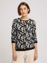 Sweatshirt mit Rippbündchen und Faltenlegung an den Ärmeln - Frauen - abstract print Sweatshirt mit Rippbündchen und Faltenlegung an den Ärmeln - Frauen - abstract print - 1 - TOM TAILOR Denim