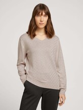 Strickpullover mit Punktemuster - Frauen - beige melange foil dot print Strickpullover mit Punktemuster - Frauen - beige melange foil dot print - 1 - TOM TAILOR