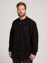 Meliertes Hemd mit Stehkragen - Männer - Black Grey Melange Meliertes Hemd mit Stehkragen - Männer - Black Grey Melange - 1 - Men Plus