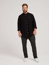Meliertes Hemd mit Stehkragen - Männer - Black Grey Melange Meliertes Hemd mit Stehkragen - Männer - Black Grey Melange - 3 - Men Plus