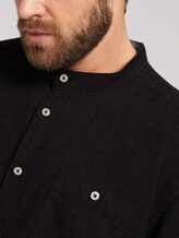 Meliertes Hemd mit Stehkragen - Männer - Black Grey Melange Meliertes Hemd mit Stehkragen - Männer - Black Grey Melange - 9 - Men Plus
