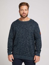 Organic cotton jumper - Men - navy blue shades structure Organic cotton jumper - Men - navy blue shades structure - 1 - Men Plus