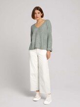 Pullover mit V-Ausschnitt - Frauen - soft greyish green melange Pullover mit V-Ausschnitt - Frauen - soft greyish green melange - 3 - TOM TAILOR Denim