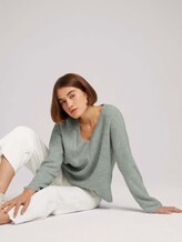 Pullover mit V-Ausschnitt - Frauen - soft greyish green melange Pullover mit V-Ausschnitt - Frauen - soft greyish green melange - 5 - TOM TAILOR Denim