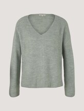 Pullover mit V-Ausschnitt - Frauen - soft greyish green melange Pullover mit V-Ausschnitt - Frauen - soft greyish green melange - 7 - TOM TAILOR Denim